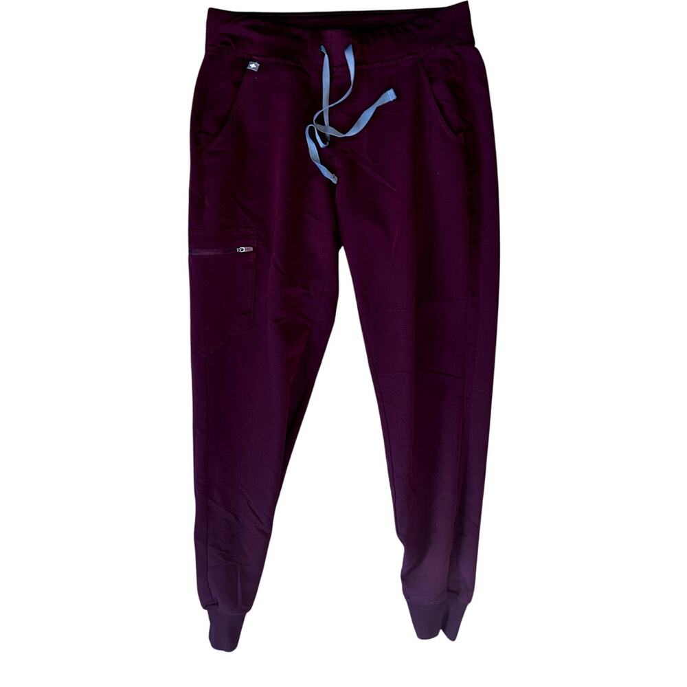 EUC Figs Zamora Burgundy Cargo Scrub Jogger Pants Size Small